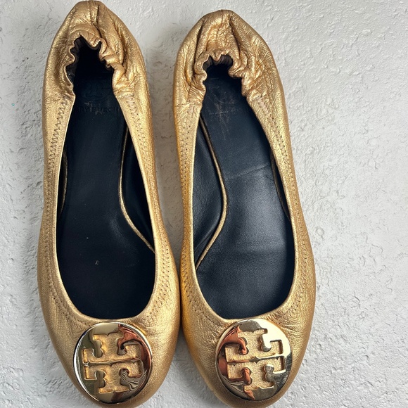 Tory Burch Metallic Gold Flats - Size 8 - Picture 1 of 9